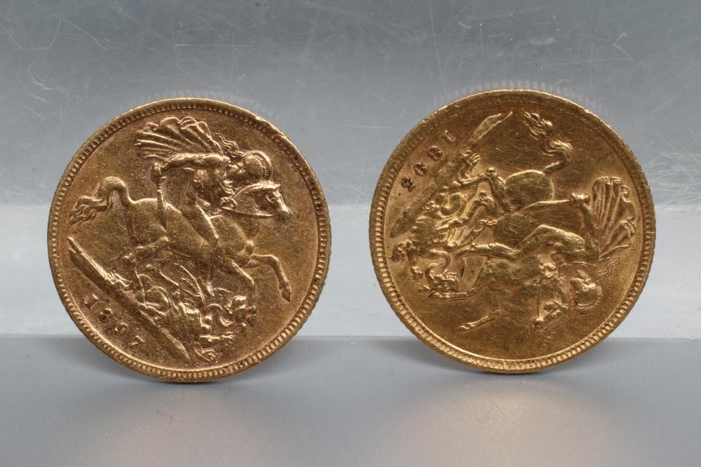 TWO VICTORIA OH HALF SOVEREIGNS Image