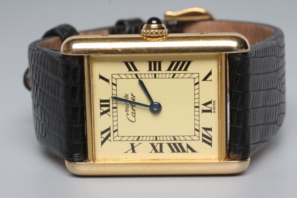 A MUST DE CARTIER SILVER GILT TANK QUARTZ WRISTWATCH Image