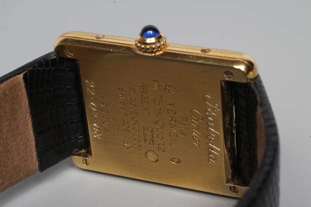 A MUST DE CARTIER SILVER GILT TANK QUARTZ WRISTWATCH Image