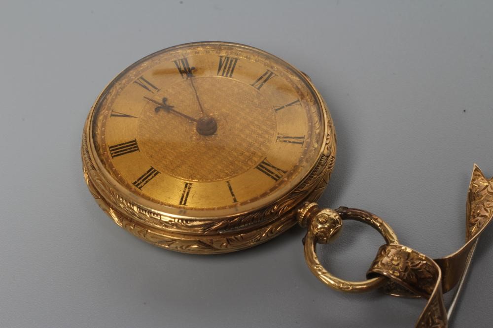 A VICTORIAN 18CT GOLD FOB WATCH Image
