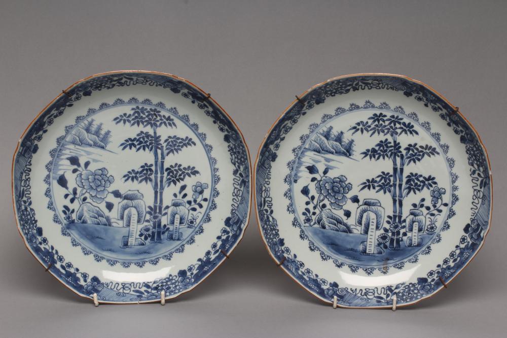 A PAIR OF CHINESE PORCELAIN DISHES of rounded octagonal form Image