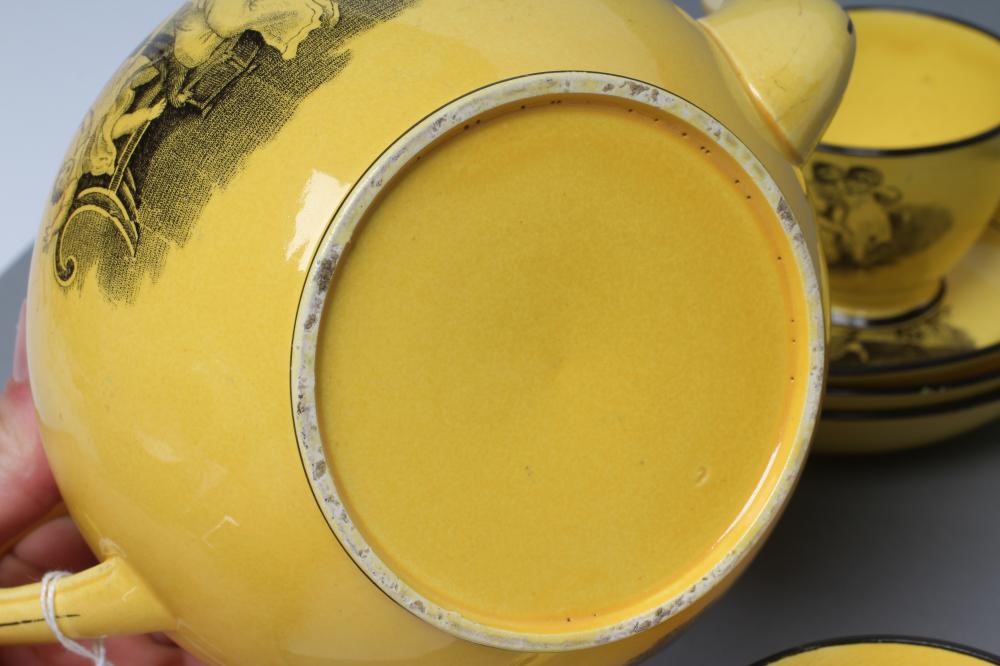 A STAFFORDSHIRE CANARY YELLOW EARTHENWARE PART TEA SERVICE Image