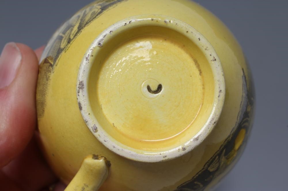 A STAFFORDSHIRE CANARY YELLOW EARTHENWARE PART TEA SERVICE Image