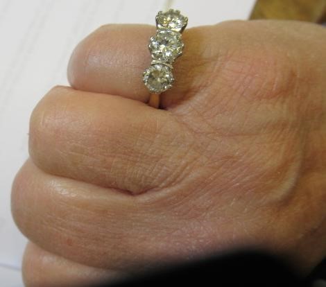 A THREE STONE DIAMOND RING Image