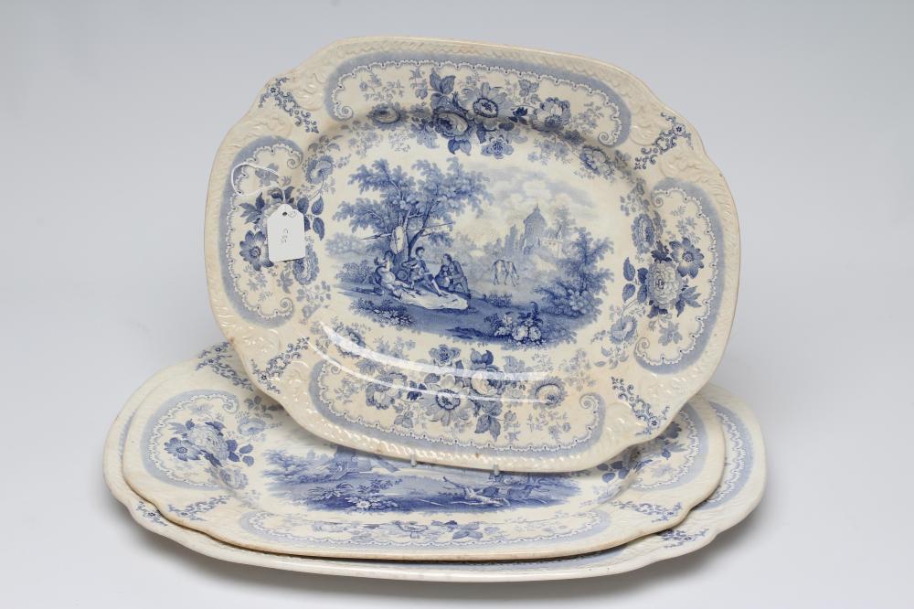 A GRADUATED SET OF THREE BRAMELD DON QUIXOTE POTTERY MEAT PLATES Image