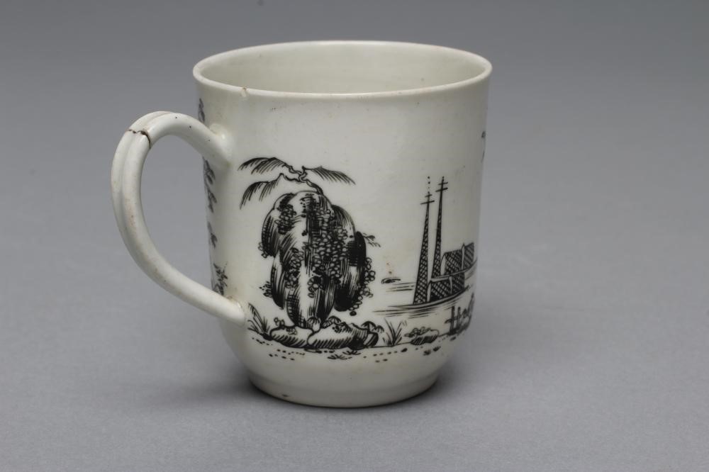 A FIRST PERIOD WORCESTER PORCELAIN BOY ON A BUFFALO COFFEE CUP Image