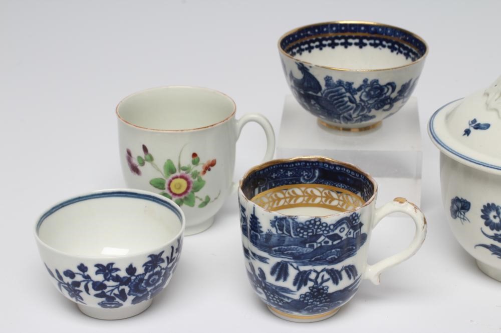 A COLLECTION OF 18TH CENTURY ENGLISH PORCELAIN comprising a First Period Worcester coffee cup Image