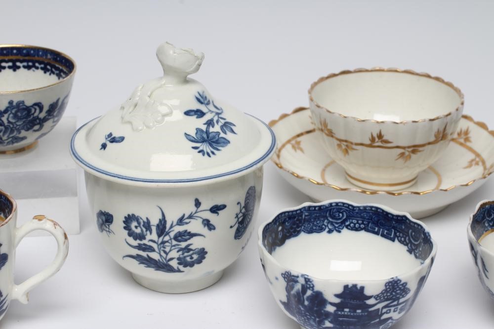 A COLLECTION OF 18TH CENTURY ENGLISH PORCELAIN comprising a First Period Worcester coffee cup Image