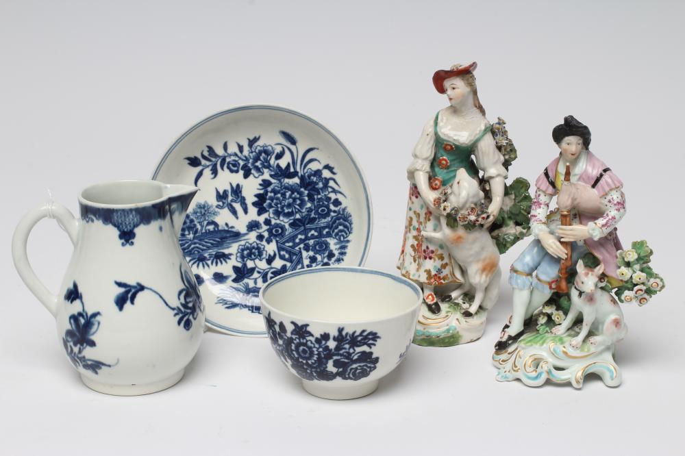 A FIRST PERIOD WORCESTER PORCELAIN MANSFIELD PATTERN SPARROW BEAK JUG Image