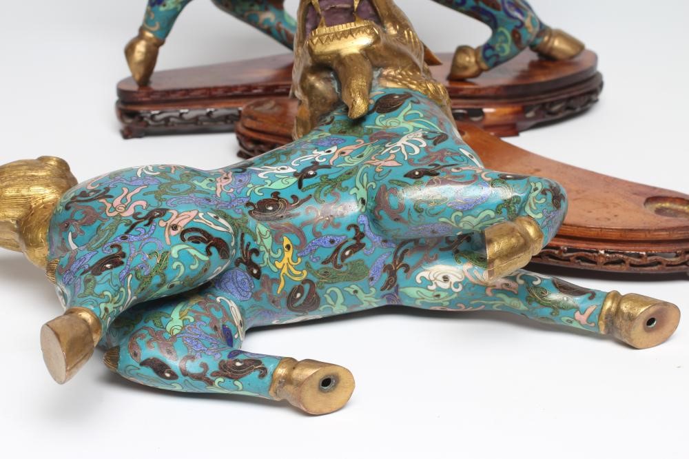 A PAIR OF CHINESE CLOISONNE ENAMEL KYLIN Image