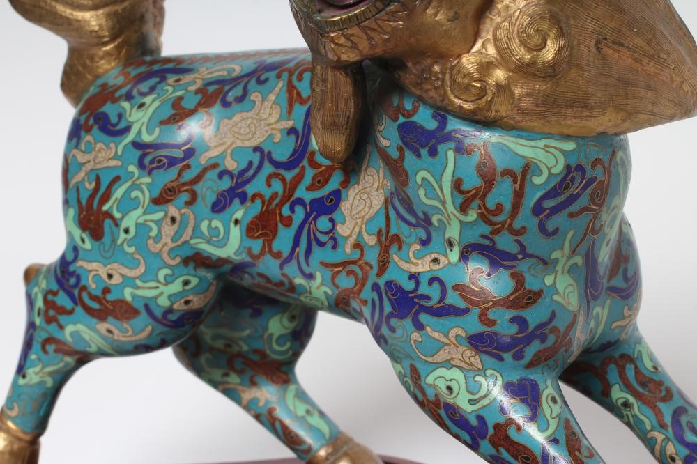 A PAIR OF CHINESE CLOISONNE ENAMEL KYLIN Image