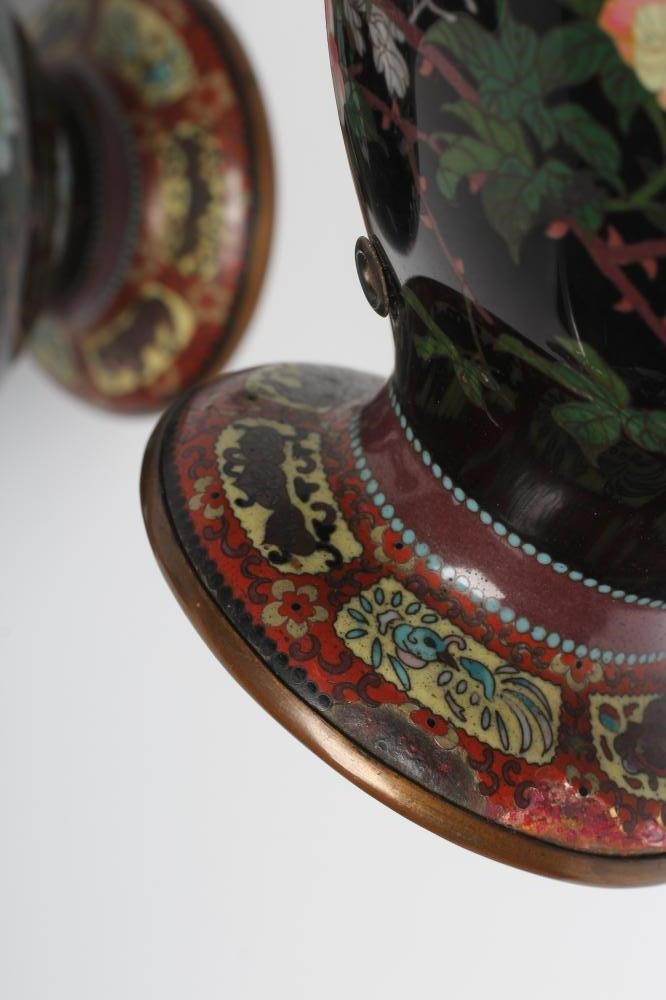 A PAIR OF JAPANESE CLOISONNE ENAMEL VASES Image