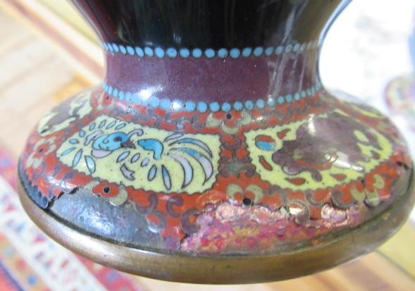 A PAIR OF JAPANESE CLOISONNE ENAMEL VASES Image