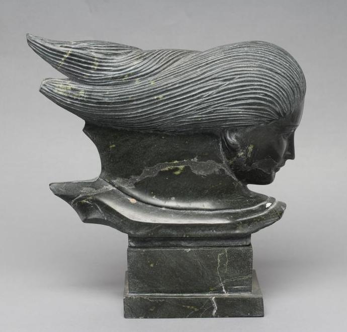 AN ART DECO STYLE GREEN MARBLE FEMALE BUST Image