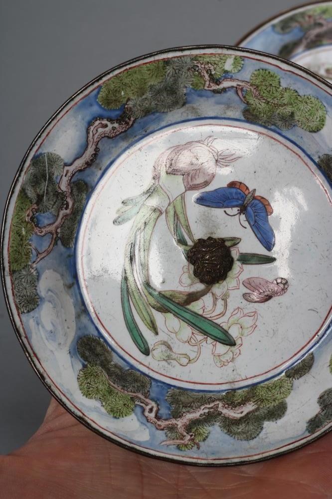 A PAIR OF CANTON ENAMEL SAUCERS of plain circular form Image