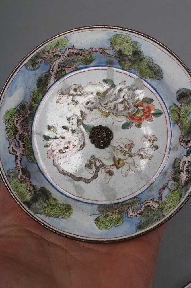 A PAIR OF CANTON ENAMEL SAUCERS of plain circular form Image