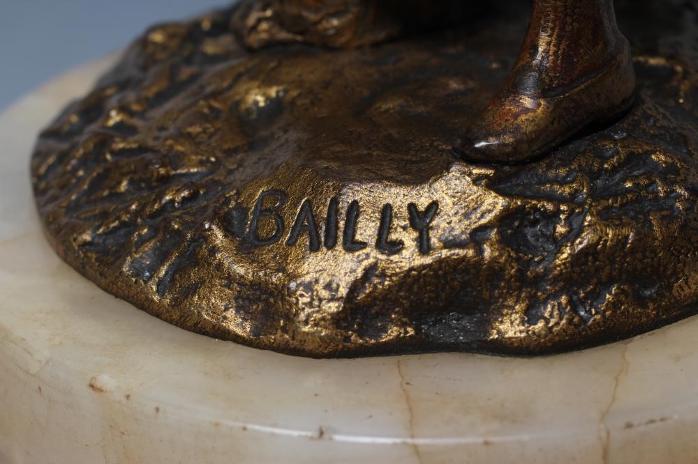 AFTER BAILLY - a cast and gilded bronze figure of a young Dutch girl with carved ivory head and Image