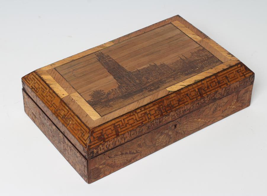 A NAPOLEONIC PRISONER OF WAR STRAW WORK BOX of plain oblong form Image