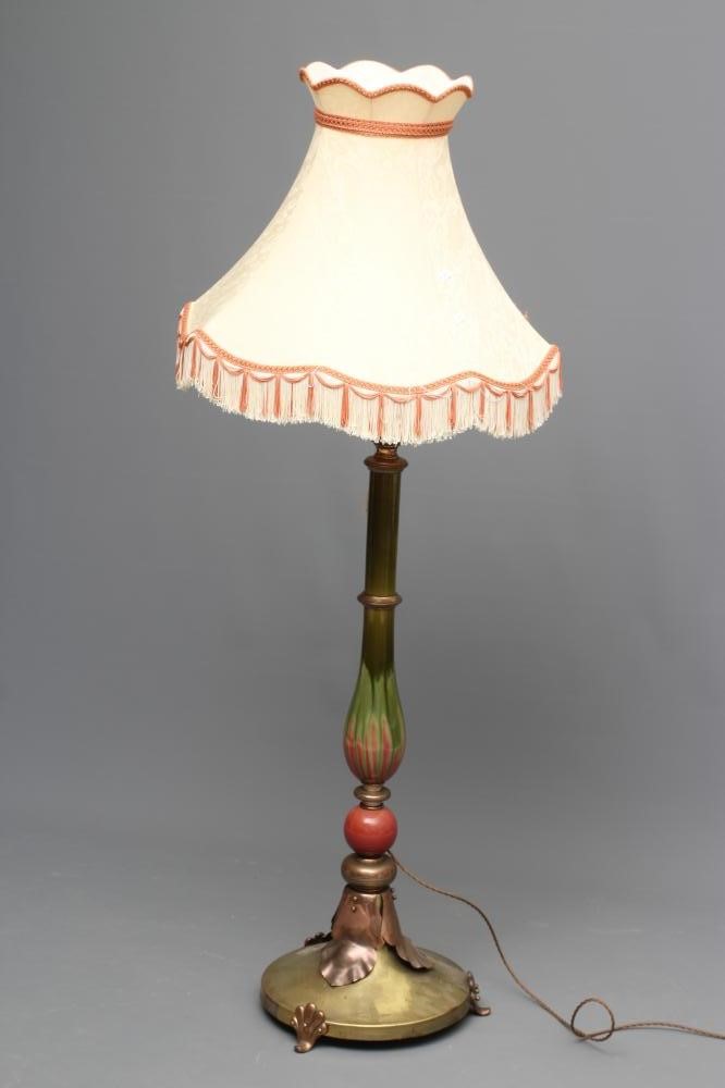 AN ARTS AND CRAFTS STYLE COPPER AND BRASS STANDARD LAMP Image