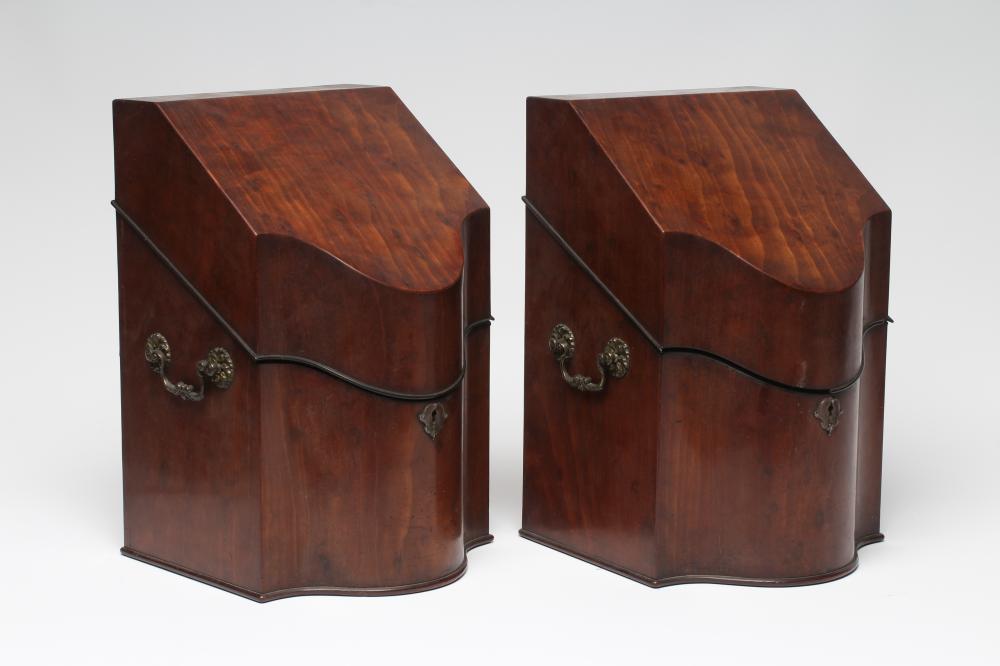 A PAIR OF GEORGIAN MAHOGANY KNIFE BOXES Image