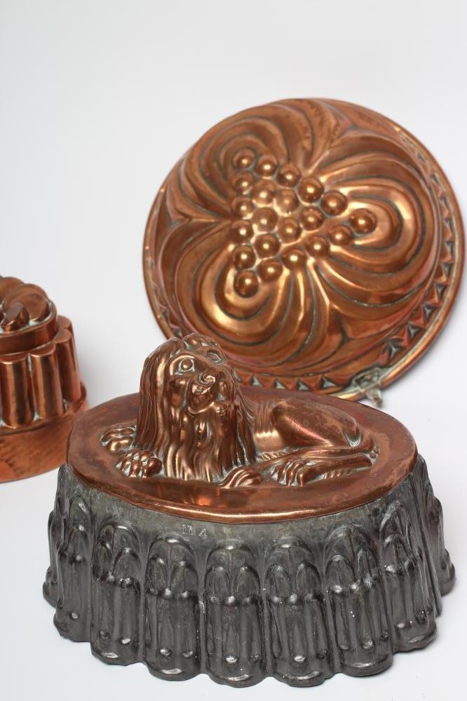 FIVE COPPER JELLY MOULDS Image