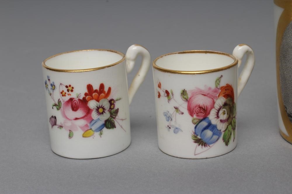 OF ROYAL INTEREST- a French porcelain coffee can painted in black monochrome with the head and Image