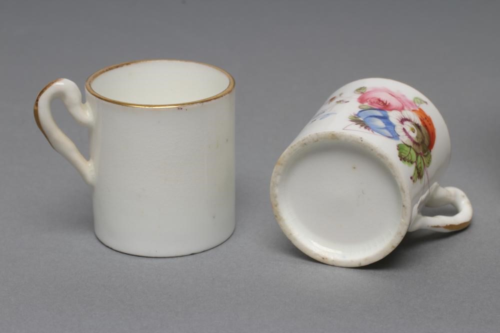 OF ROYAL INTEREST- a French porcelain coffee can painted in black monochrome with the head and Image