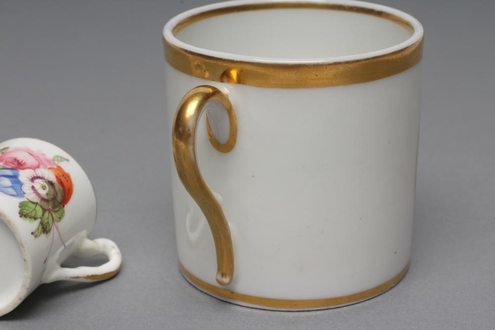 OF ROYAL INTEREST- a French porcelain coffee can painted in black monochrome with the head and Image