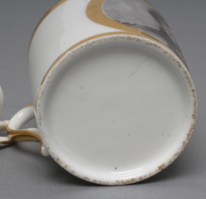 OF ROYAL INTEREST- a French porcelain coffee can painted in black monochrome with the head and Image
