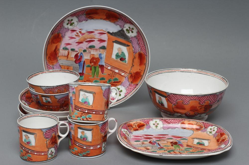 A NEWHALL PORCELAIN WINDOW PATTERN PART TEA SERVICE Image