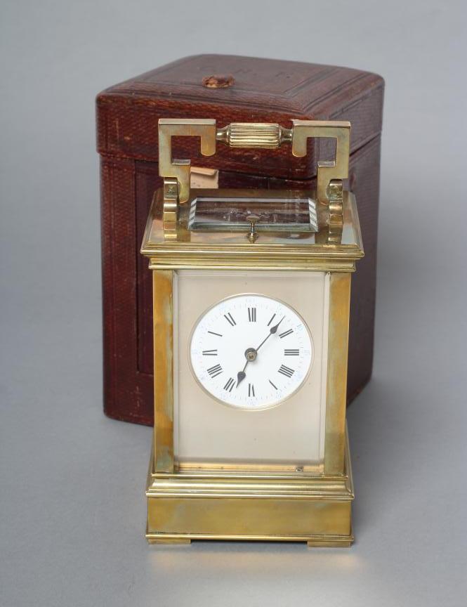 A FRENCH BRASS CASED CARRIAGE CLOCK Image