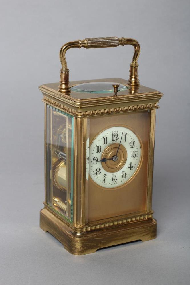 A FRENCH BRASS CASED CARRIAGE CLOCK Image