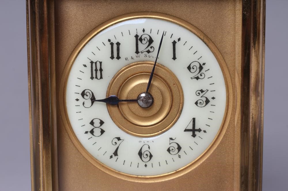A FRENCH BRASS CASED CARRIAGE CLOCK Image