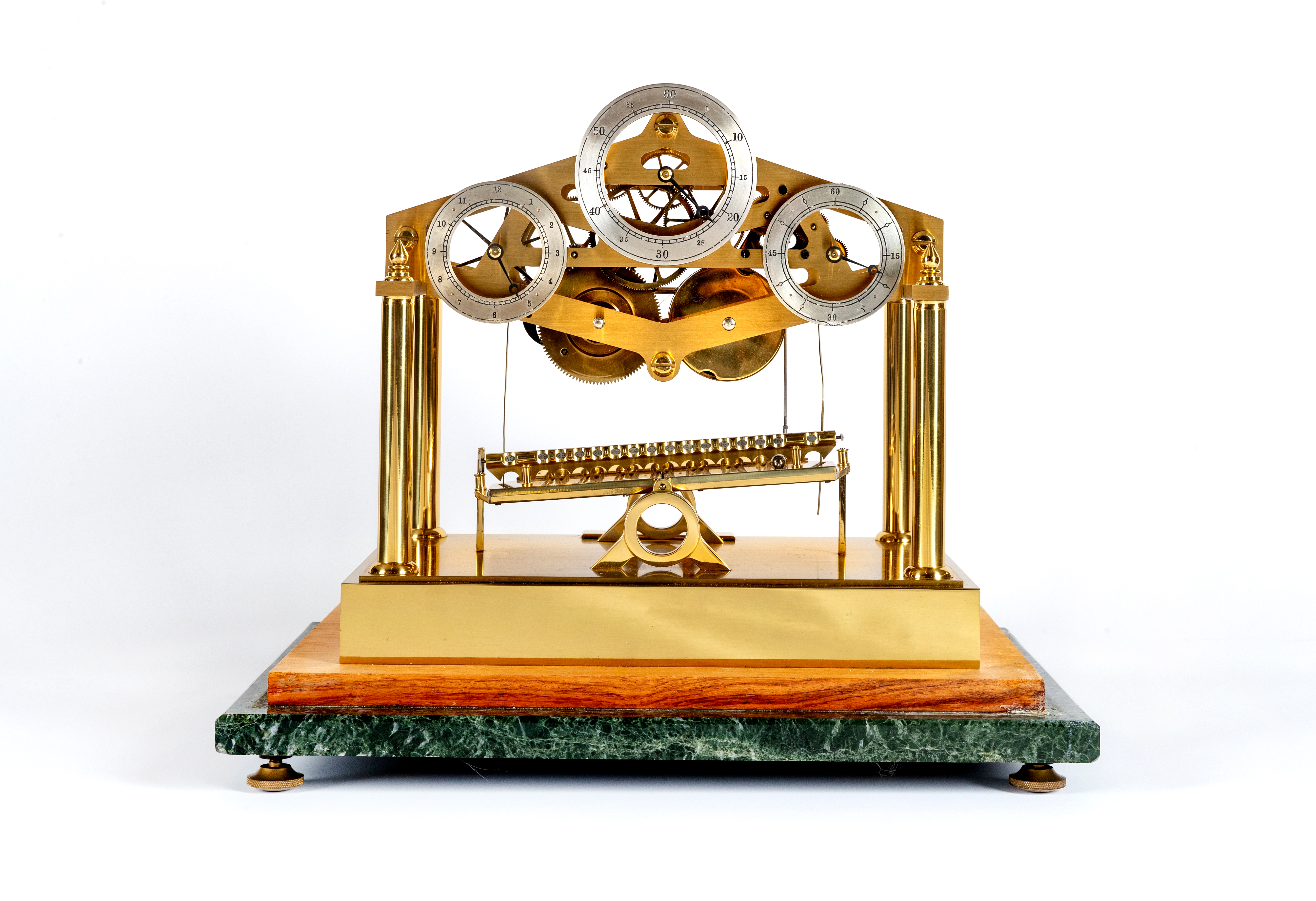 A FINE DENT GILDED BRASS CONGREVE ROLLING BALL CLOCK Image