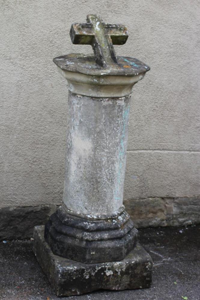 A SANDSTONE MEMORIAL COLUMN of octagonal form with moulded top and base Image