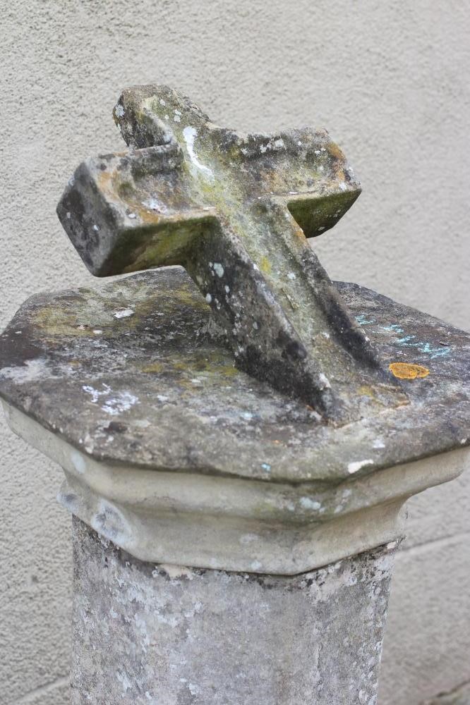 A SANDSTONE MEMORIAL COLUMN of octagonal form with moulded top and base Image