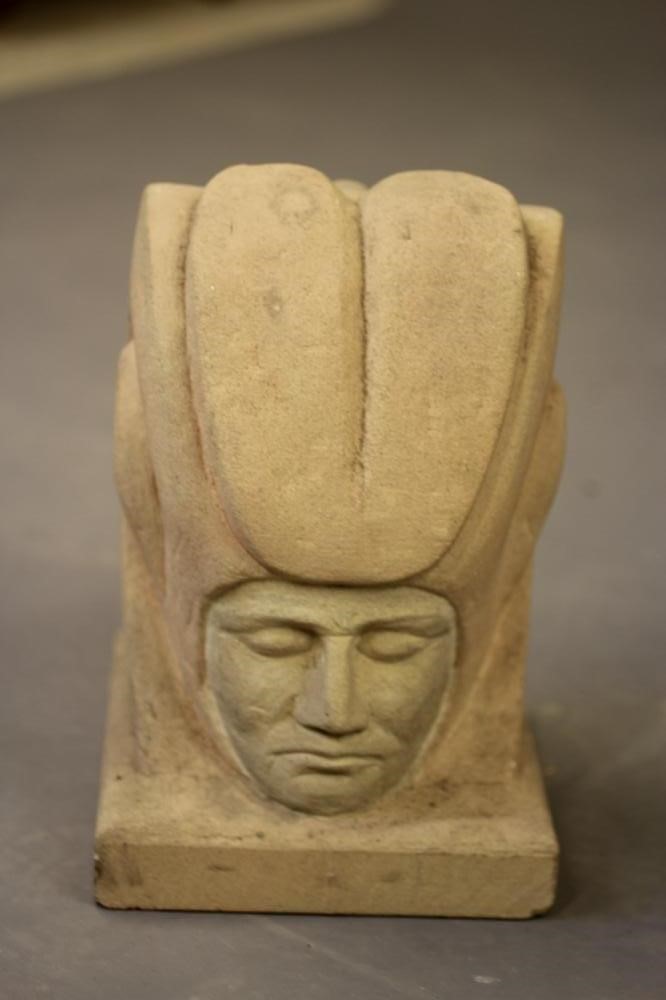 A CARVED SANDSTONE MALE HEAD (Aztec(?)) Image