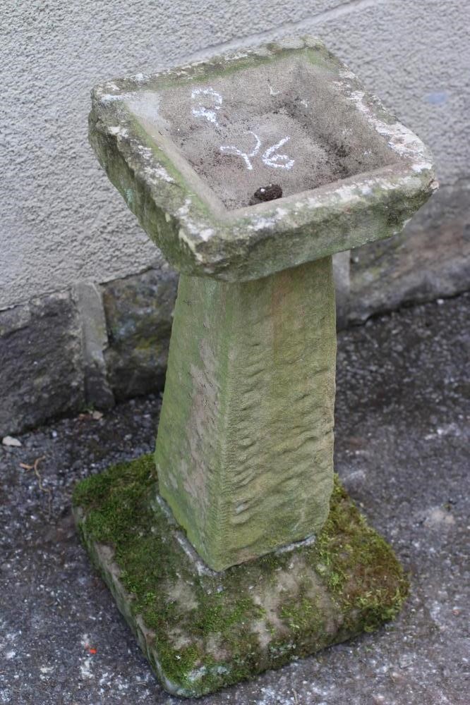 A SANDSTONE BIRD BATH of square tapering form Image