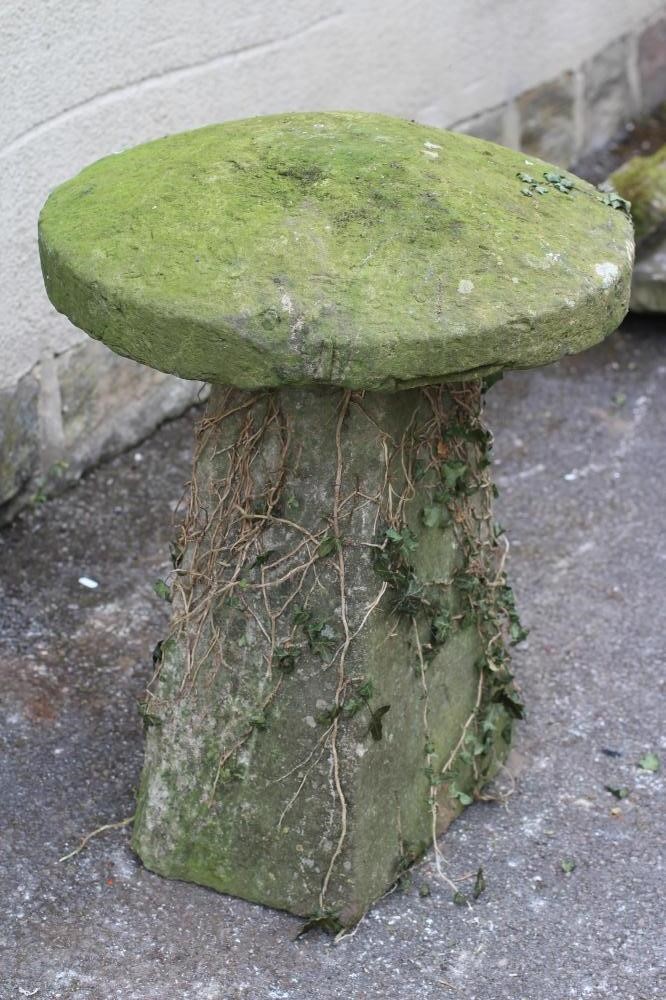 A SANDSTONE STADDLE STONE of usual form Image