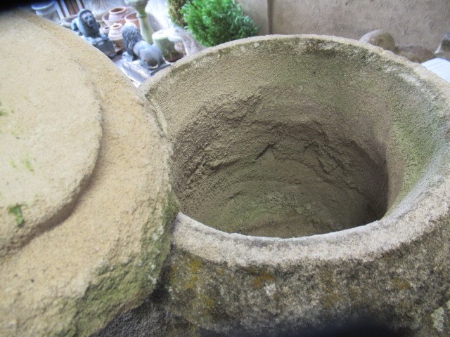 A COMPOSITION STONE LIDDED VASE Image