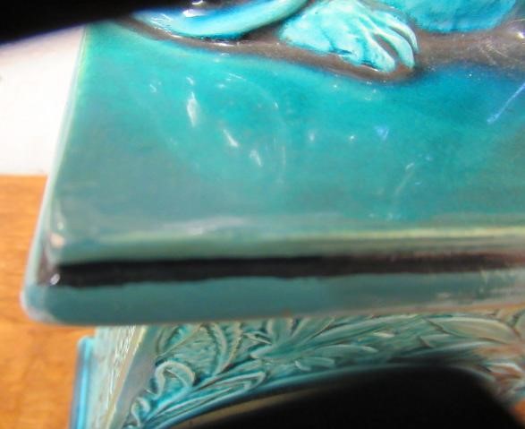 A BURMANTOFT'S FAIENCE TURQUOISE GLAZED AESTHETIC STYLE MANTEL CLOCK Image