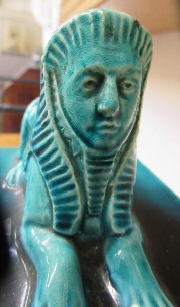 A BURMANTOFT'S FAIENCE TURQUOISE GLAZED AESTHETIC STYLE MANTEL CLOCK Image