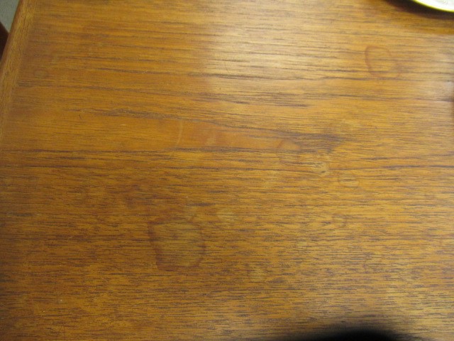 A BRAMIN TEAK DINING TABLE AND CHAIRS Image