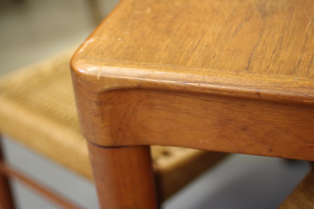 A BRAMIN TEAK DINING TABLE AND CHAIRS Image