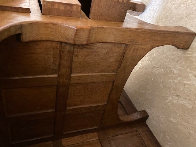 A ROBERT THOMPSON ADZED OAK PEDESTAL DESK Image