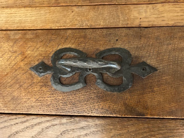 A ROBERT THOMPSON ADZED OAK PEDESTAL DESK Image