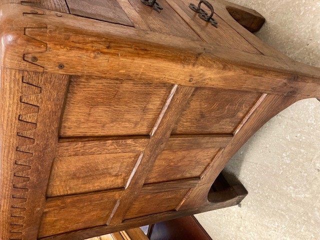 A ROBERT THOMPSON ADZED OAK PEDESTAL DESK Image