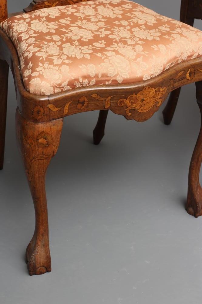 A PAIR OF DUTCH 18TH CENTURY STYLE BEECH AND FLORAL MARQUETRY SIDE CHAIRS Image