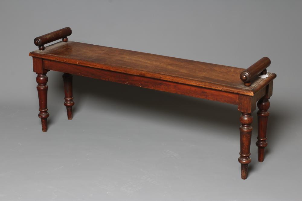 AN EARLY VICTORIAN MAHOGANY HALL BENCH Image