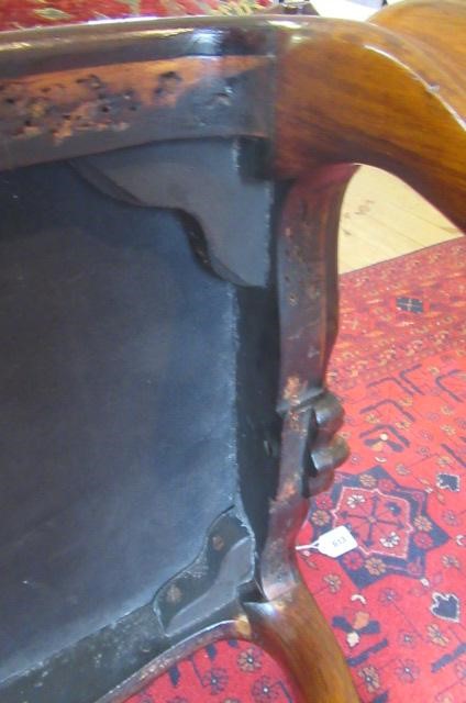 A VICTORIAN WALNUT LARGE STOOL of oblong form upholstered in red and grey cut chenille by Gisbert Image